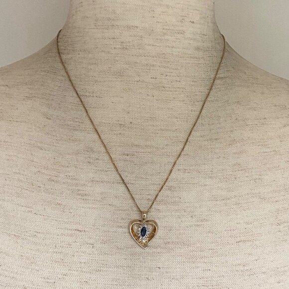 Ross-Simons Gold Vermeil Sterling Silver 925 Sapphire Heart Pendant Necklace 18" - Picture 2 of 16